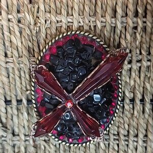 Rudy red cross stone belt buckle